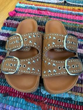 Boho platform sandals with studs. Size 6